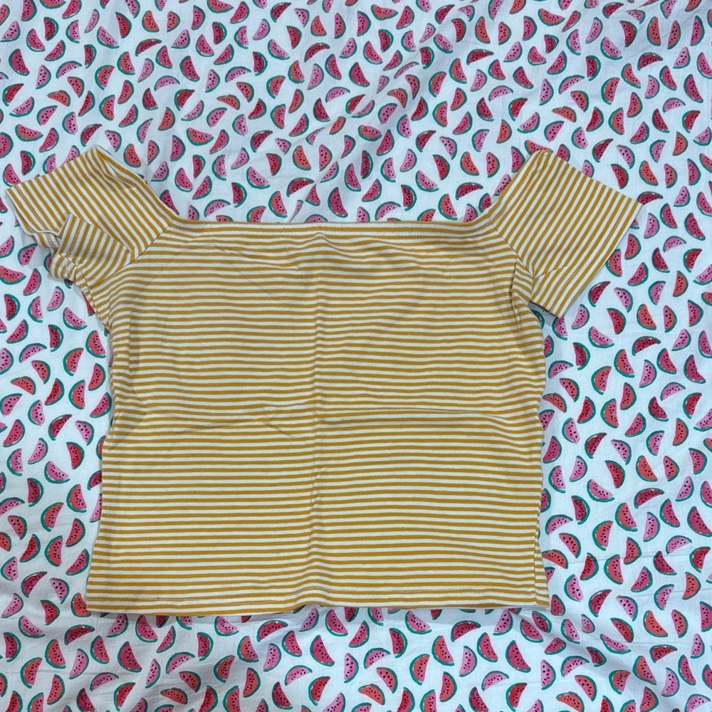 Charlotte Russe Yellow Striped Crop Top